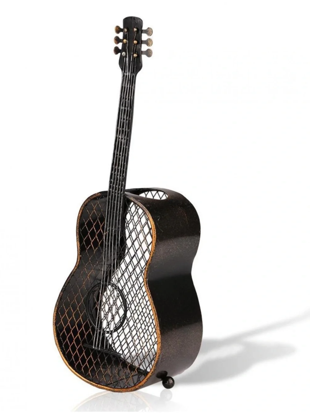 Decorative Brown Guitar-Shaped Wine Cork Holder - Home Dining Accent